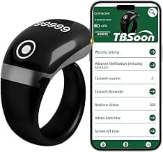 Lightweight Tasbih Smart Ring, Tasbeeh Counters,Prayer Direction Indicator Guide,5 Azan Alarm Clock,Forgiveness,Electronic Rosary,Eid al-Fitr Eid al-Adha Ramadan Gift for men women-Grey Pro with APP
