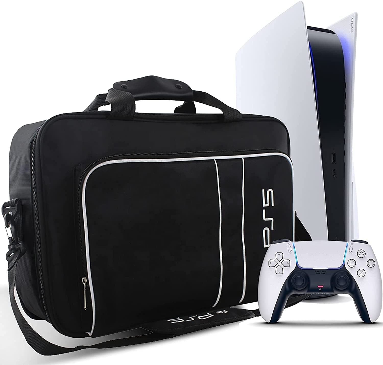 New World Waterproof Storage Bag for PS5 and PS5 Slim ,Travel Bag for PS5/ PS5 Slim ,Carrying Case Bag for PS5 /PS5 Slim Digital and Disc Both Model Also Space for Accessory ,Cable and Controller