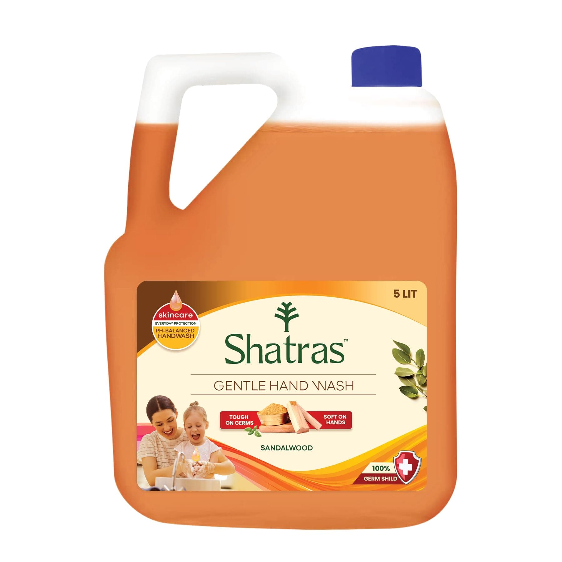 Shatras 5L-Hand Wash With Natural Goodness Of Sandalwood | 99.9% Germ Protection | Rich Lathering Formula With Anti-Bacterial Properties| Soft 0n Hands| Soothes & Hydrates Skin