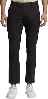 Raymond Men's Pure Cotton Structure Pattern Contemporary Fit Flat Front Casual Trouser