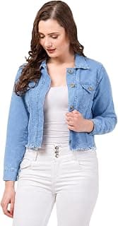 FUNDAY FASHION Womens Denim Standard Length Full Sleeve Solid Jacket