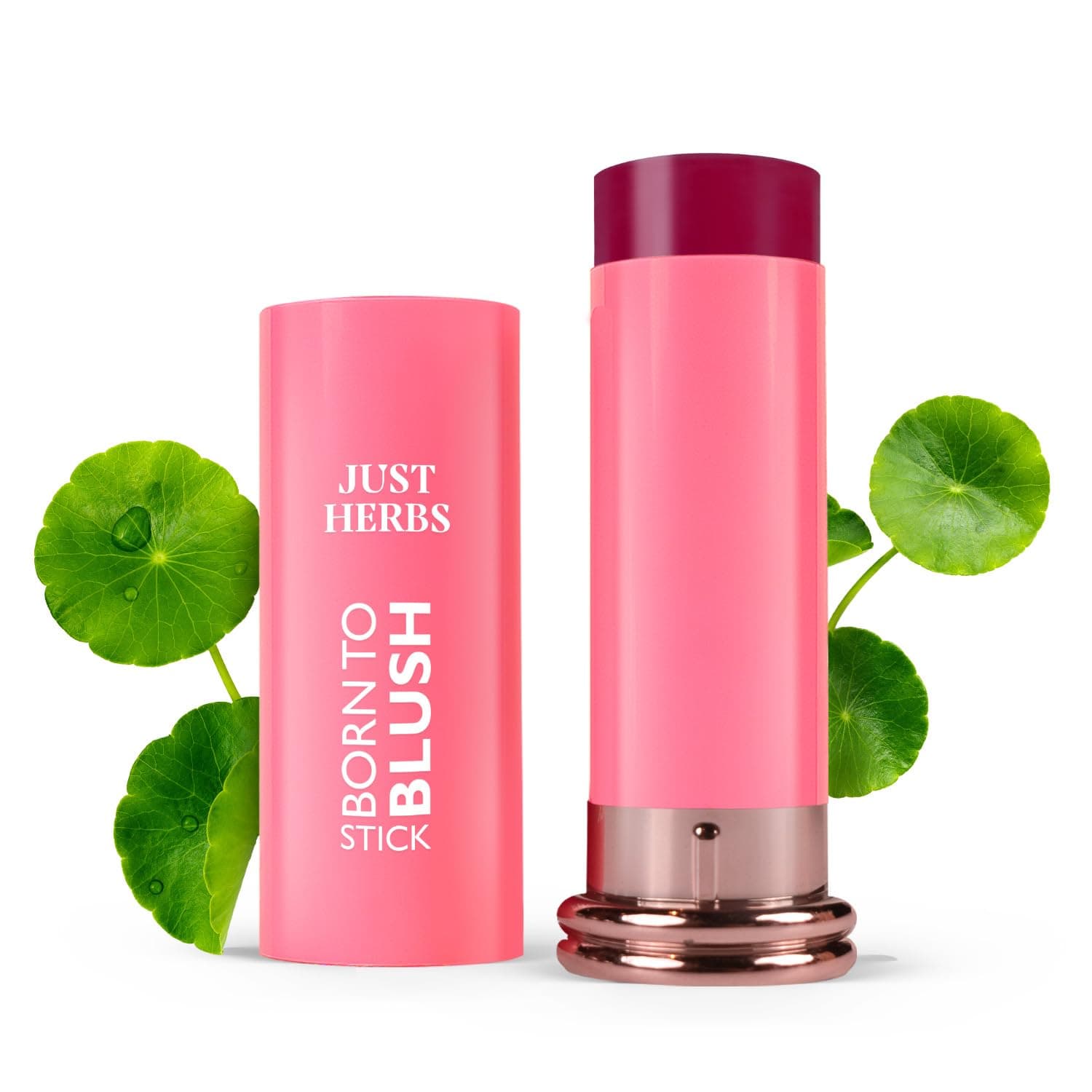 Just Herbs Dewy Glow Blush Stick | Shea Butter & Cica | For Eyes Cheeks and Lips | Makeup for Women | Berry Bloom 14g