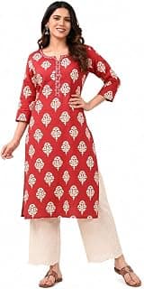 Women's Rayon Printed Straight Kurti with Pant Set