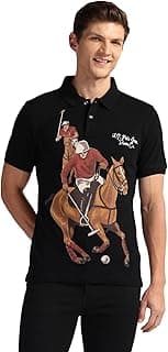 U.S. POLO ASSN. Printed Polo T Shirts for Men - 100% Cotton, Half Sleeve Mens Tshirt