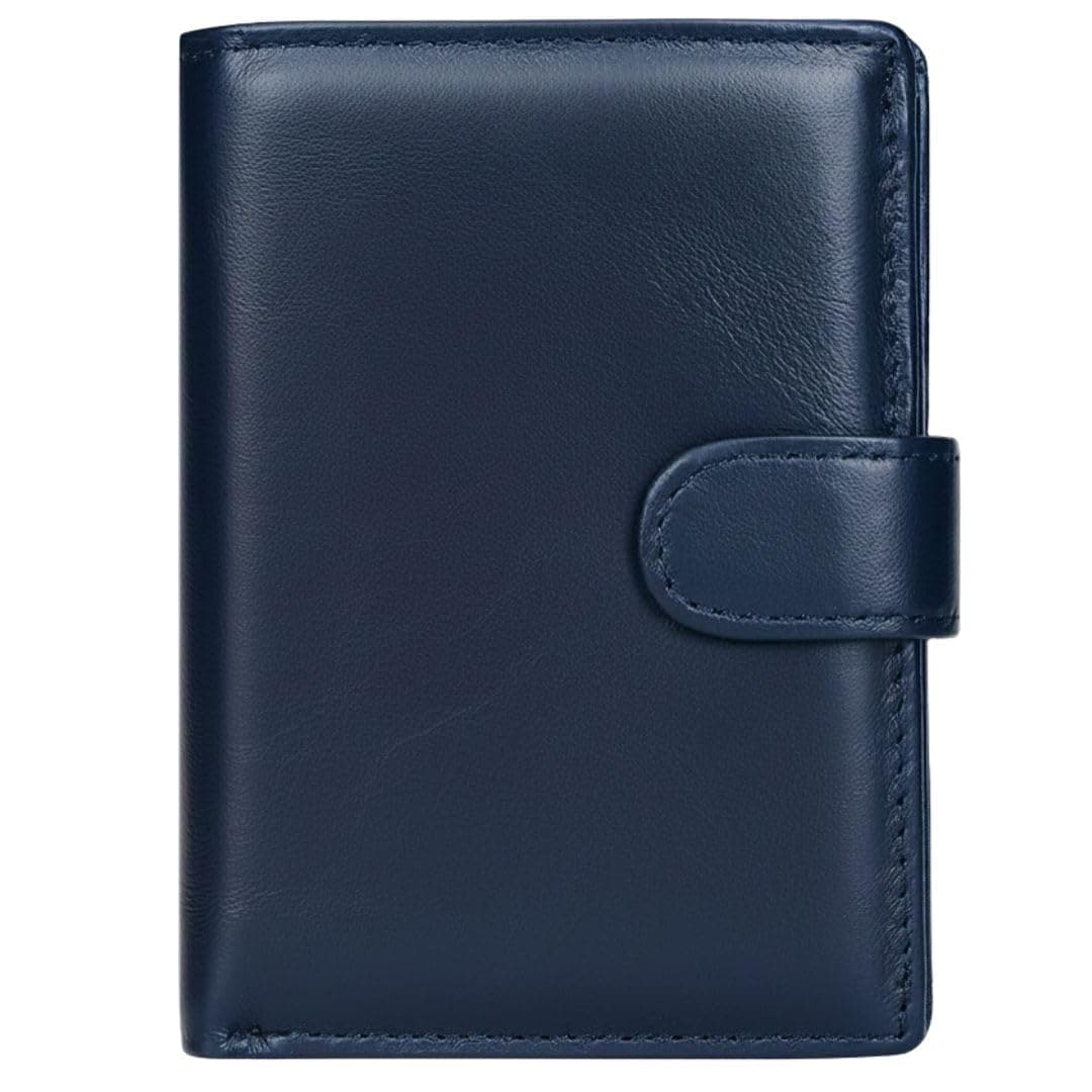 Bracevor Genuine Leather Trifold Wallet Card Holder for Men – Navy Blue | 21 Pockets : Card Slots | ID Window| Coin Pocket | Cash Pockets | Zip Closure (Navy Blue)