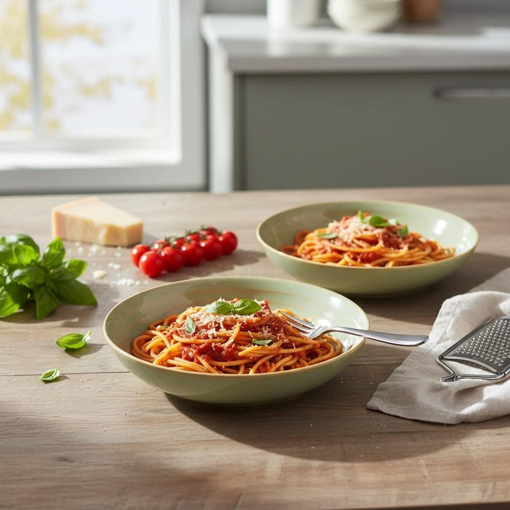 Beyond Homes Handcrafted Ceramic Pasta Bowl Set, 21 cm | Microwave & Dishwasher Safe Pasta Plates Glossy Finish | Deep Plate | Ceramic Serving Pasta Bowl, 650 ml Each (Pistachio- Set of 2)