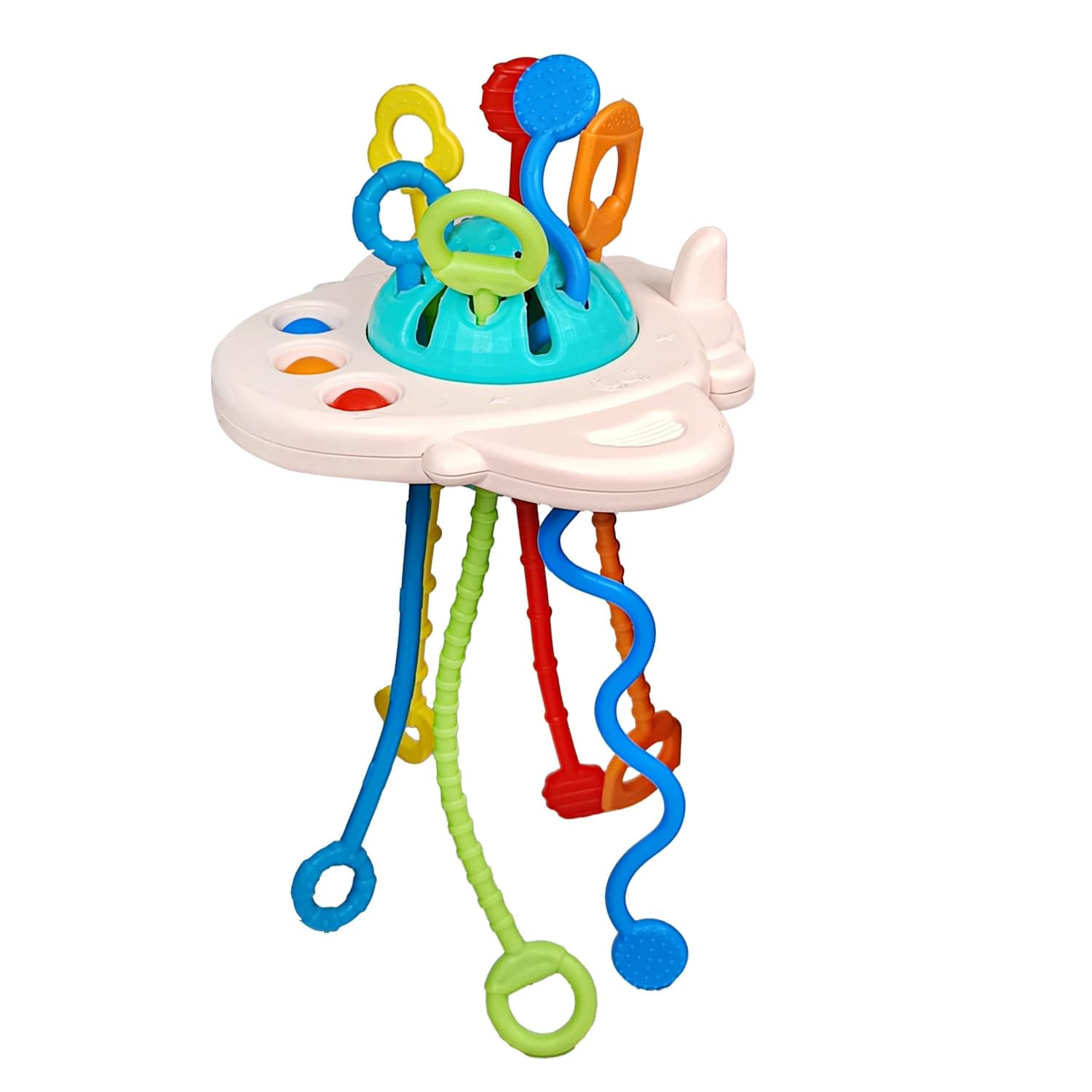 KIPA GAMING Proudly Made in India, Little Flyer Sensory Montessori Pull String Toy for Teething: Baby First Adventure - Travel-Friendly, Food-Grade Silicone, Perfect for 6+ Months, Multicolor