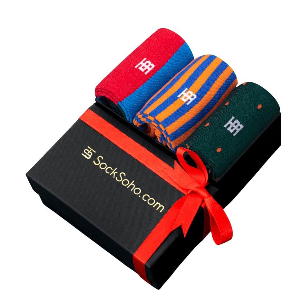 SockSoho Christmas Socks Gift Set for Men Pack of 3 | Crew Length | Combed Cotton | Free Size (UK 7-12) (Regular)