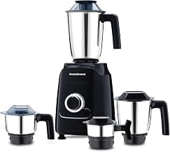 Morphy Richards GrindPro Maxx 1000W Mixer Grinder with 4 Jars | TasteMaxx Mode | Grinds even 4 Pepper Pods| Aesthetic LED Ring| Liquidizing Jar, Dry/Wet, Chutney, Spice Jar| 2-Yr Warranty【Black】