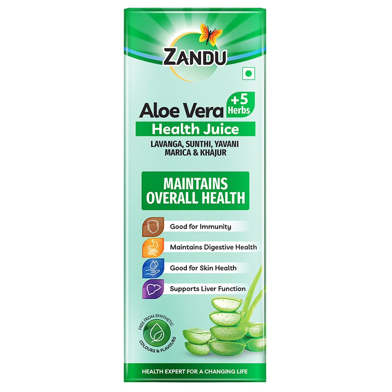 Zandu Aloe Vera + 5 Herbs Health Juice | Ayurvedic Immunity Booster | Good for Digestive Health, Skin Health & Liver Function | No Added Sugar (1000ml)