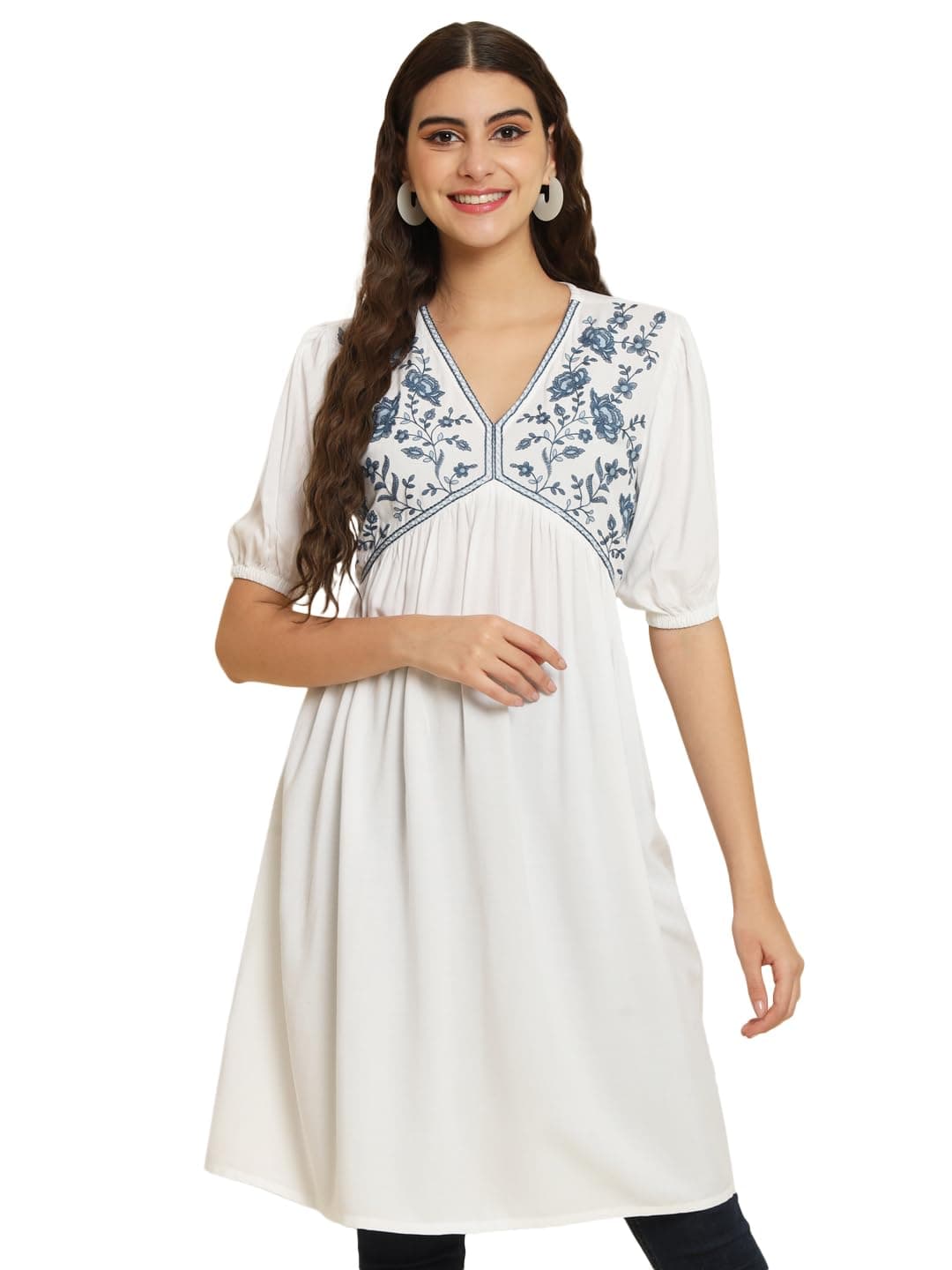 VredeVogel Women's Mid Thigh Cotton Printed Flared A-Line Printed Kurta