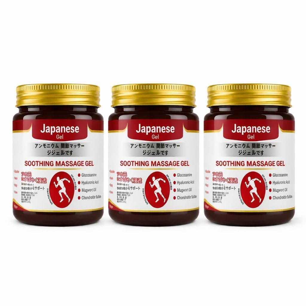Pack of 3 Japanese Instant Pain Relief Soothing Massage Gel | Fast-Acting Muscle & Joint Comfort | With Mugwort Oil, Camphor & Lactic Acid | Relief for Back, Neck, Shoulders & Knees (Gel Pack of 3)