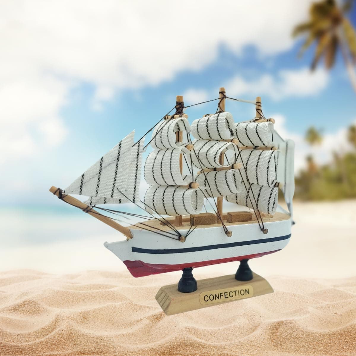 ANSHEZ Handicraft Wooden Antique Decorative Wooden Sailing Ship Showpiece (Small Size) for Office, Home, Decoration, Business Gifts | Boat Showpiece for Home Decore Multicolor (12 x11 CM)