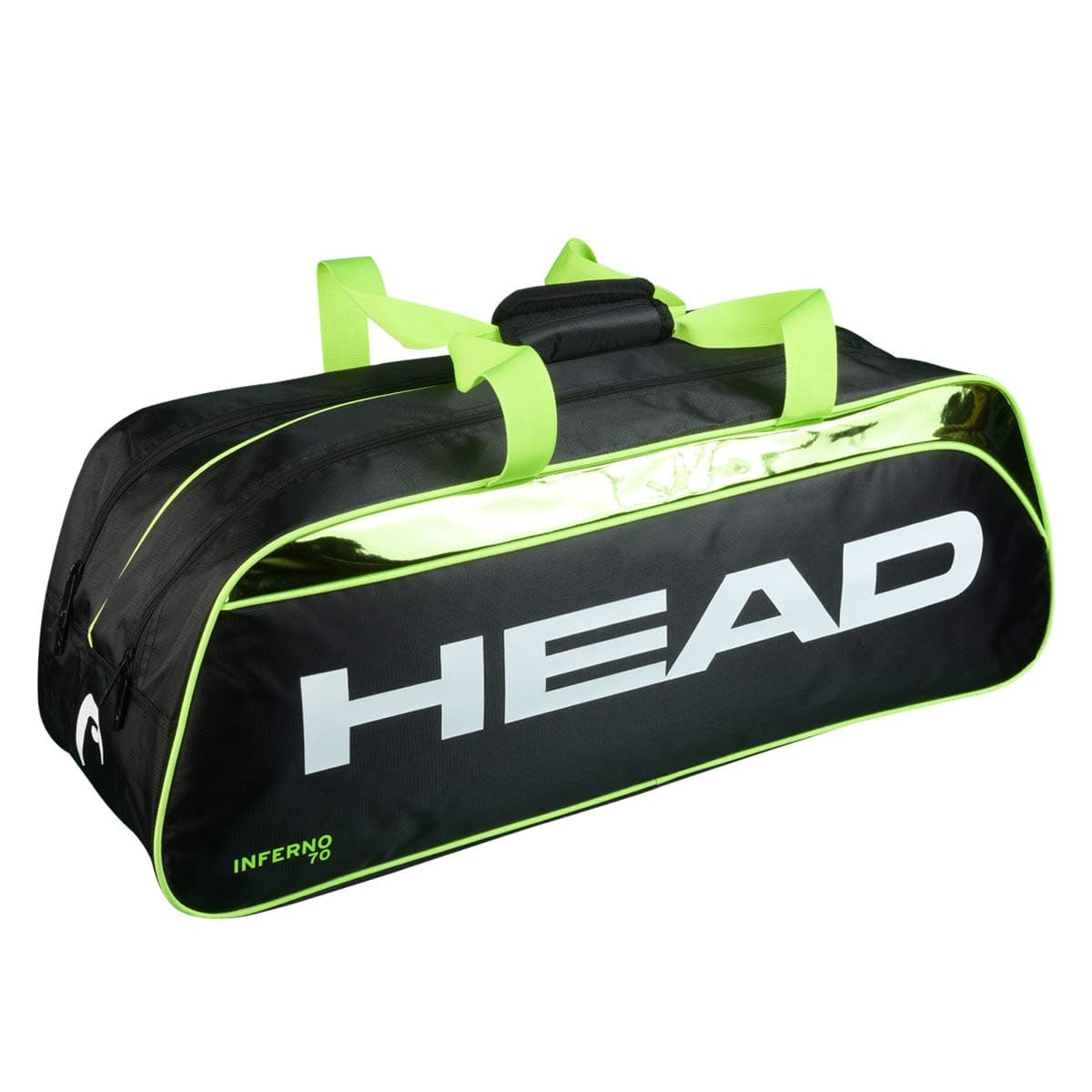 HEAD Inferno 70 Two Compartments 6 Racquet Badminton kit Bag (Size: 75x23x28 CM | Colour: Black/Green)
