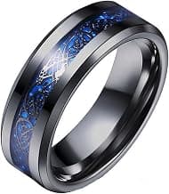 Intelligent Smart Body Temperature Monitor Stainless Steel Ring for Girl and Boy Stainless Steel Titanium Plated Ring (Black Blue, 18)