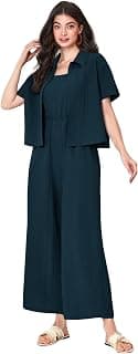 TOPLOT Women's Jumpsuit Co-ord Set | Soft Breathable Feel | Comfortable Fit with Easy Movement | Stylish One-Piece Outfit Design | Perfect for Casual & Travel (5225)