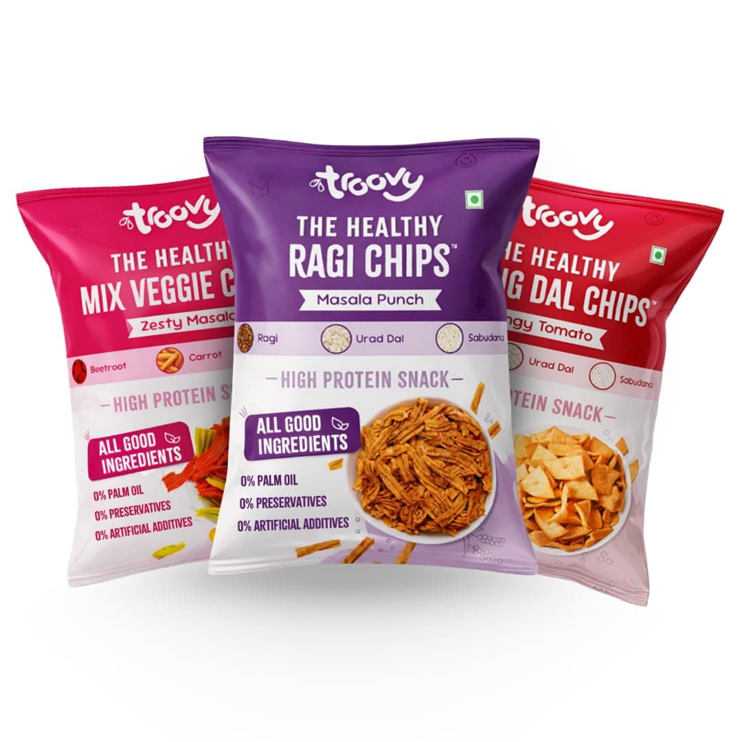Troovy Healthy Mixed Chips | Tasty & High Protein Snacks | 30% Of Protein Needs | No Palm Oil, Cholesterol or Trans Fats | (Pack of 3)