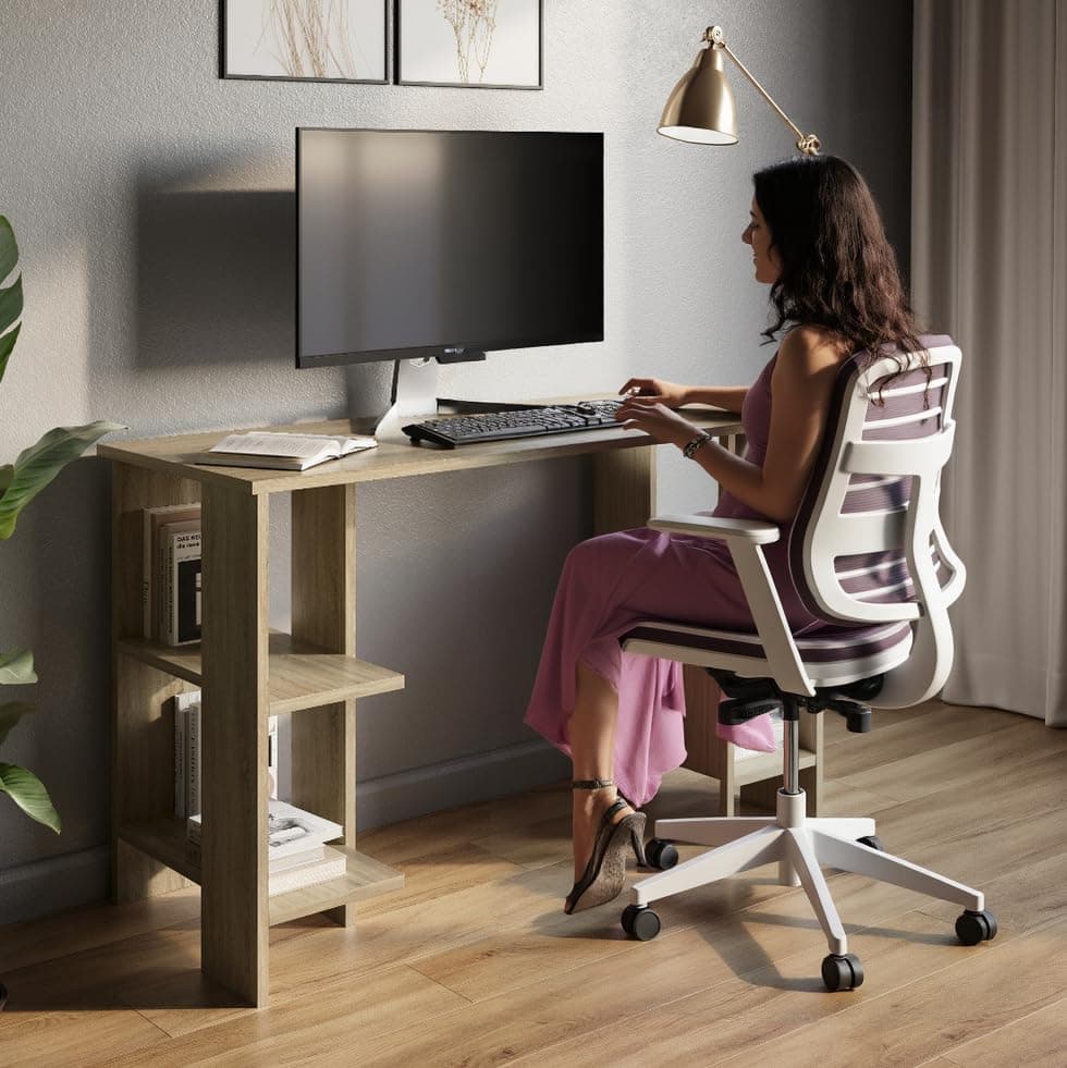 FURLAY Aero Study Table | Century Engineered Wood | 100 x 50 x 77 cm | Minimalist Design | DIY Assembly | 1-Year Warranty (Classic Oak)