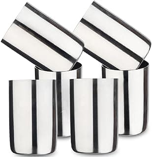 LiMETRO STEEL (Pack of 6 Stainless Steel Serving Glasses, Unbreakable Water Drinking Glasses Set(14-6) Glass Set Water/Juice Glass (300 ml, Steel, Silver)