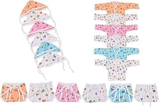Toddylon New Born Baby Clothes Jhabla Set | Front Open T-Shirt | Nappies | Summer Dress | Clothing Sets | Cotton | Sleepwear | Regular Fit | Casual | Gift Combo (Multicolor, 0-6 Months)