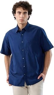 Colorplus Men Comfort Fit Solid Pattern Pure Cotton Plain Collar Half Sleeve Casual Shirt