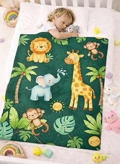 FRIDO Baby Blanket, ABC Animal Print, Cotton, Soft and Skin Friendly, All Season, Multicolor, 85 x 110 CM, 0-4 Years (Dark Green)