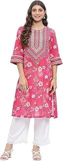 BIBA Women Cotton Straight Printed Kurta, Regular Fit