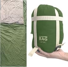 PROBEROS Ultralight Cotton Sleeping Bag for Adults -3°C to 15°C (650g), Portable Thermal Sleeping Bag for Camping, Hiking, Trekking & Travel, Outdoor Adventure Gear (Green)