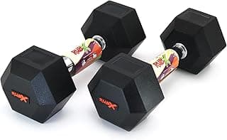 RUBX Rubber Coated Professional Exercise Hex Dumbbells (Pack of Two) 7.5 Kg x 2pc (Total = 15 kg)