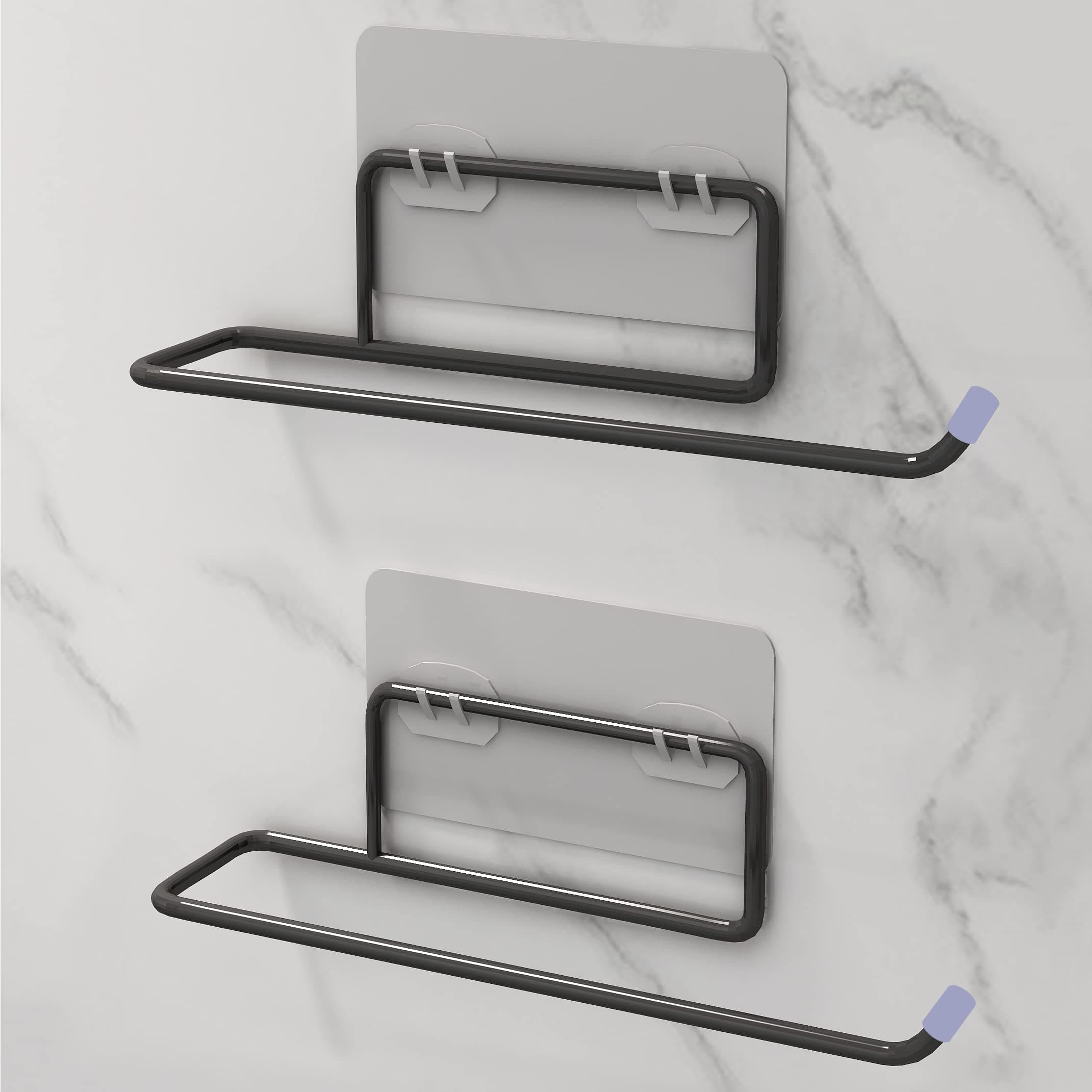 Plantex Self Adhesive GI Steel Toilet Paper Holder Self Adhesive/Toilet Paper Roll Holder/Tissue Paper Roll Holder for Bathroom (Black - Pack of 2)