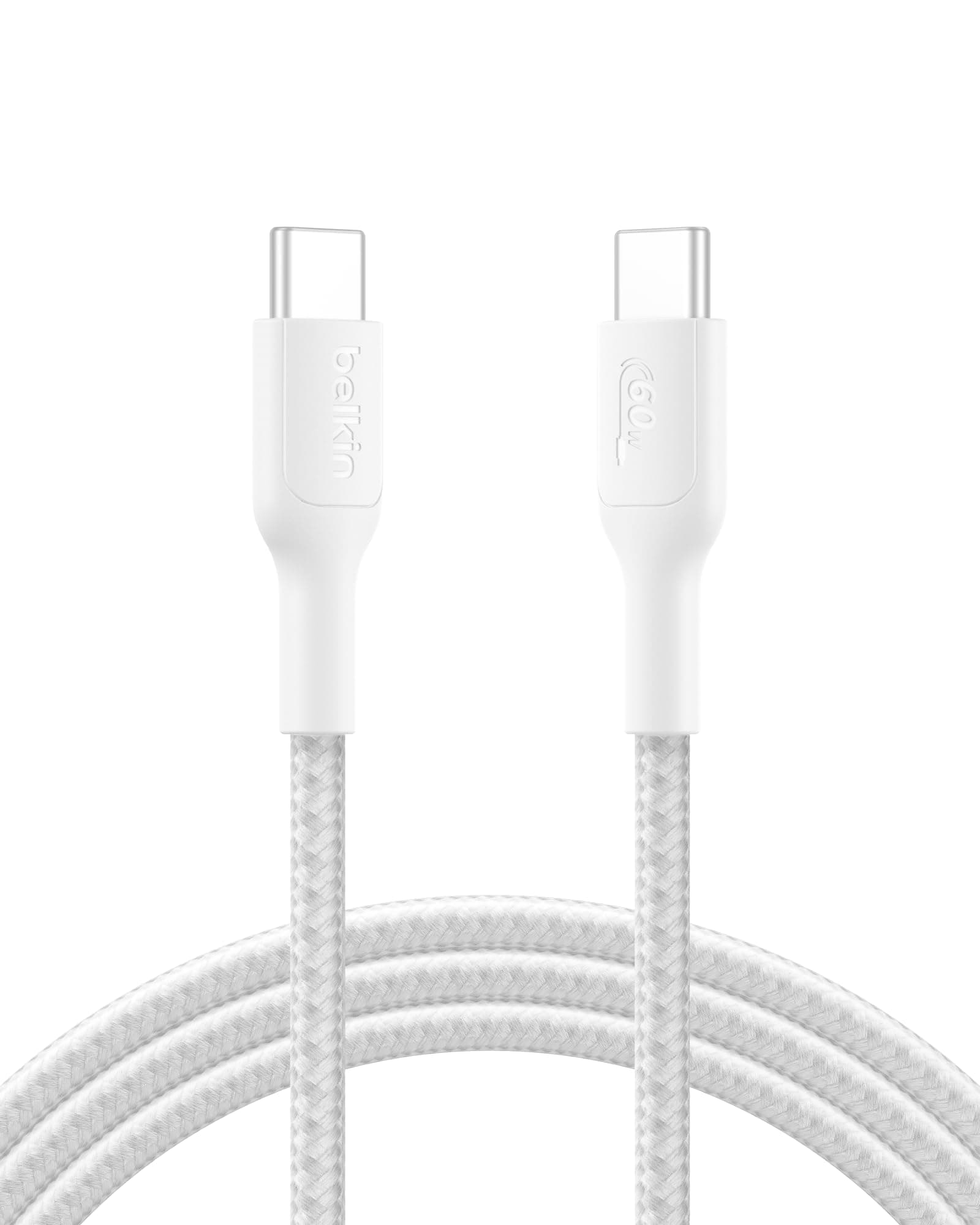 Belkin Apple Certified USB-C to USB-C Braided Nylon Cable 2M | Fast Charging Cable | Type C Charger Cable for iPhone 17, 16, Galaxy S25, Pixel 9, MacBook, iPad Pro | 2 Years Warranty | White