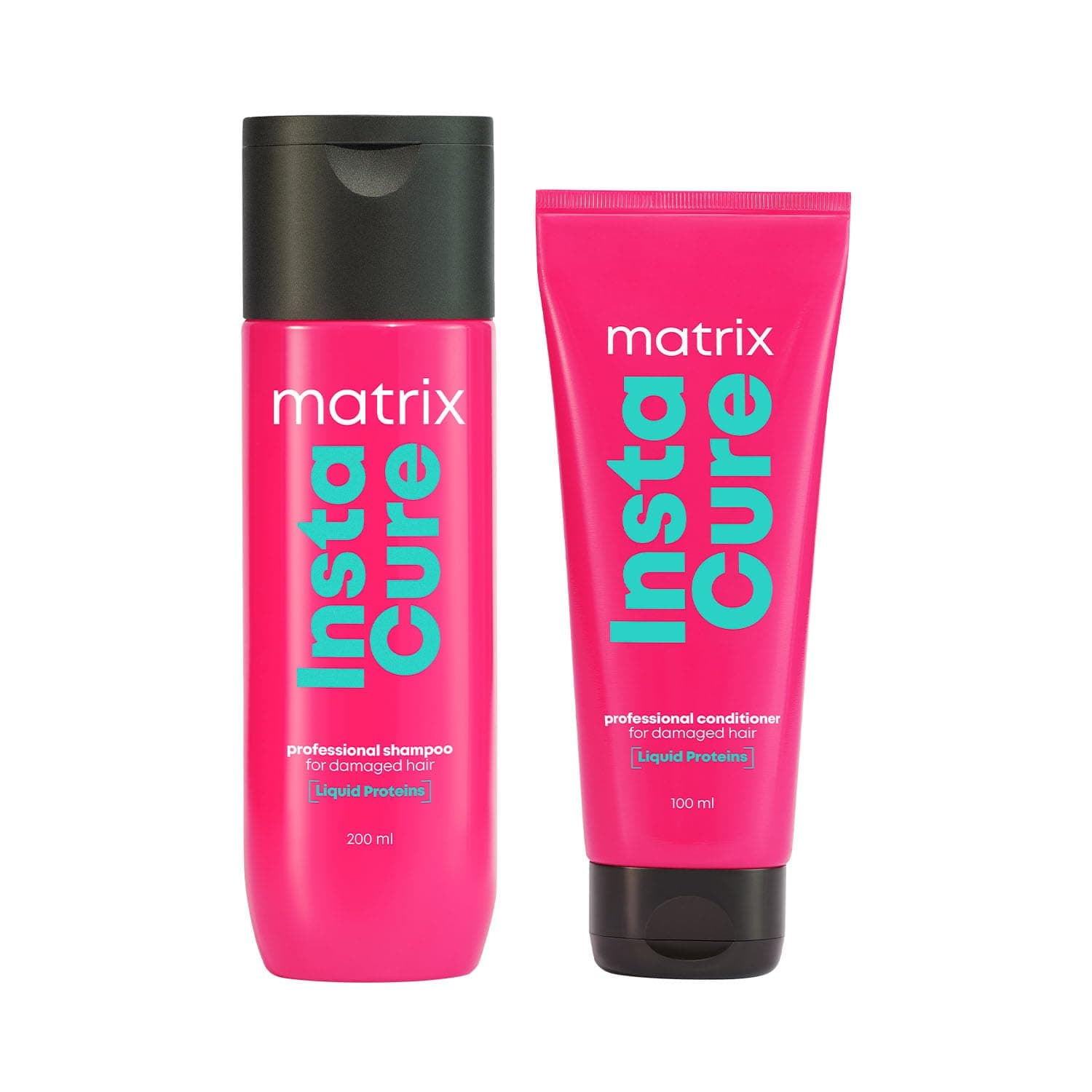 Matrix InstaCure Shampoo (200ml) & Conditioner(100ml) Combo with Liquid Protein for Damaged Hair| Ditch Damage from the 1st Use*| Reduced Split Ends, Breakage, Knotting | For All Hair Types