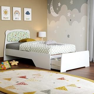 Wakefit Kids Marge Bed | Single Wooden Bed with Storage Drawer | Sturdy Engineered Wood Cot for Kids | Frosty White Finish | Space-Saving & Durable Design