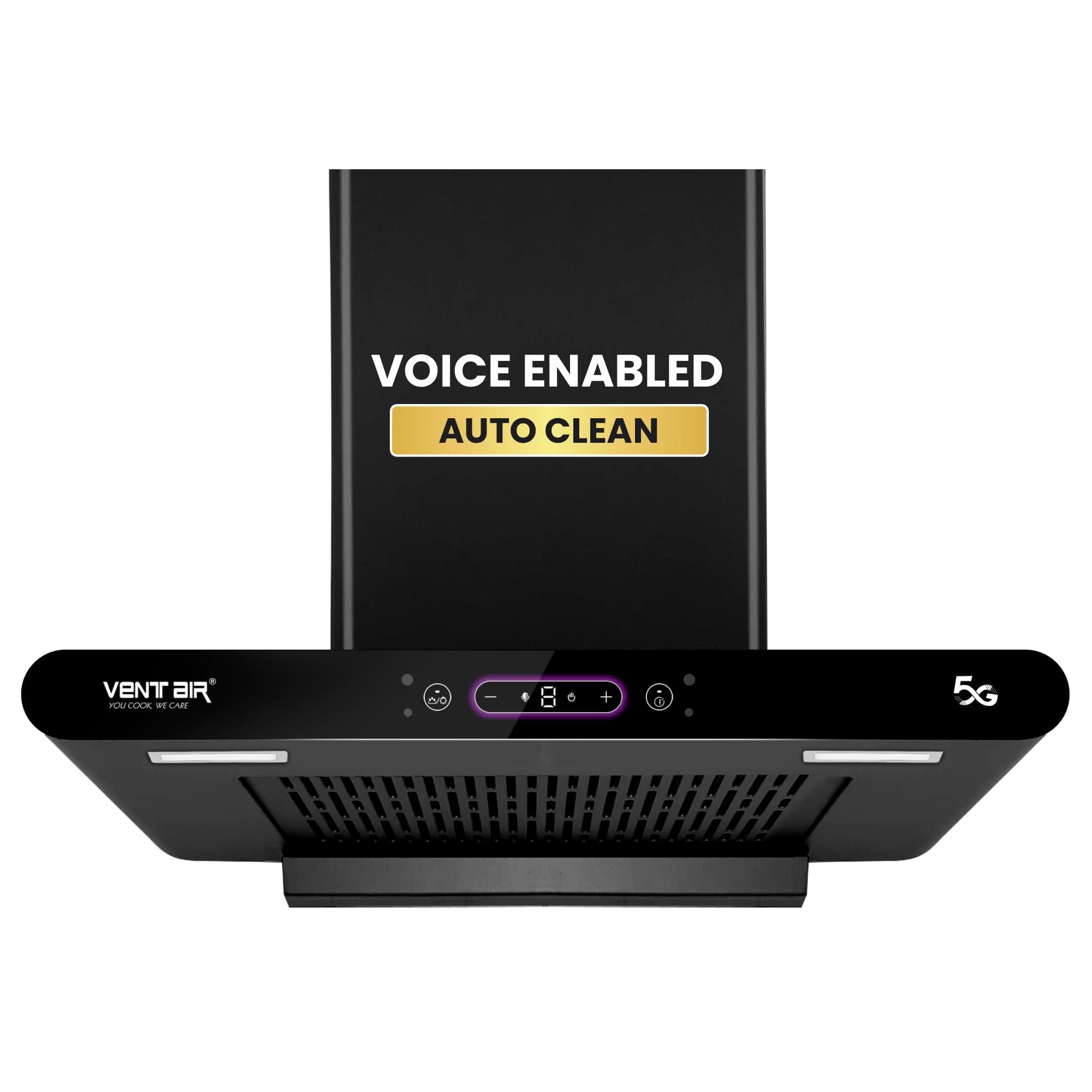 Ventair 60 cm Voice Enabled 1400 m3/hr Smart Autoclean Kitchen Chimney (Ruby 5G 60, Voice Enabled, Motion Sensor, Made in India, 11° Filterless with Metallic Oil Collector, T Shape, Black)
