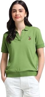 U.S. POLO ASSN. Women's Cotton Solid Loose Fit Polo Shirt