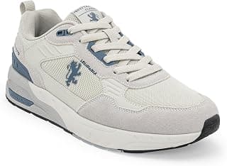 Red Tape Men's Sneakers Grey Blue Pu Mesh Round Lace-Up Easy Movement