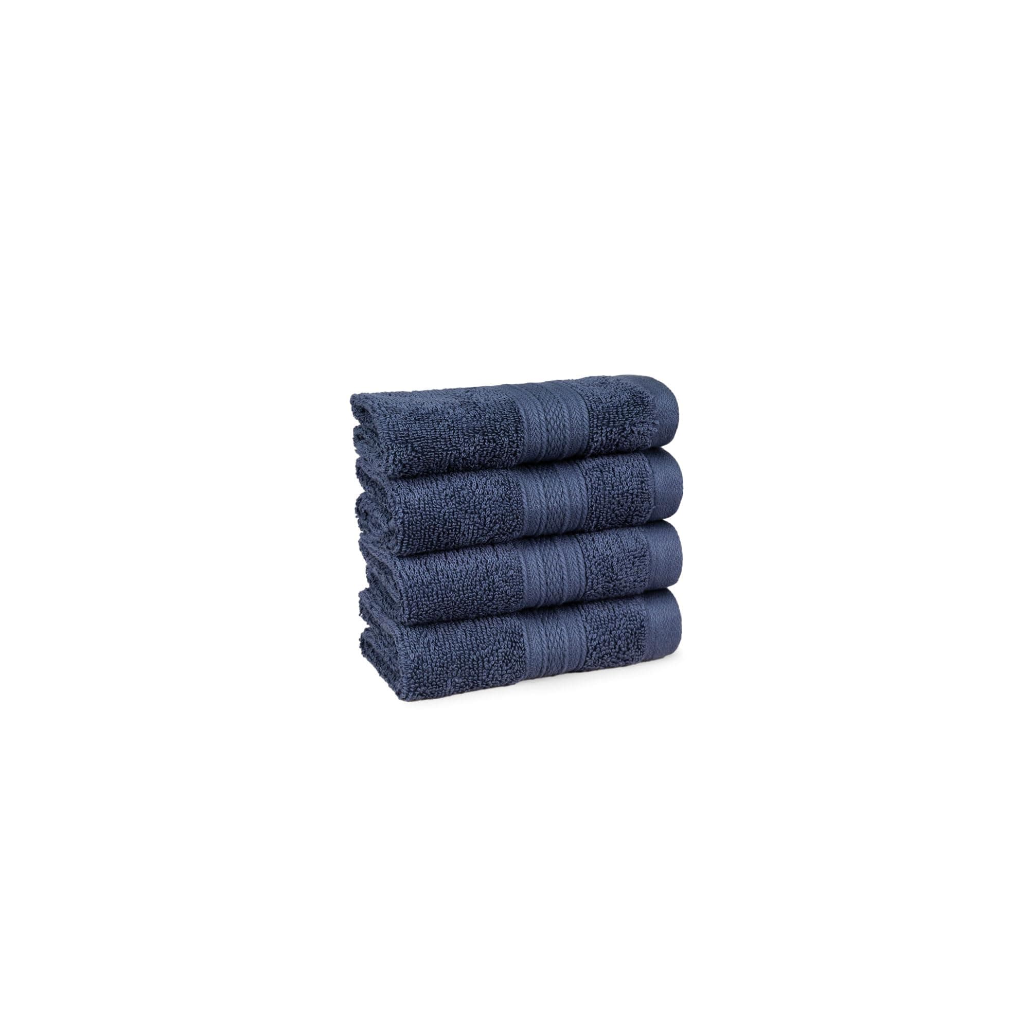 TRIDENT Soft Comfort Air Rich 100% Cotton Towel for Face, 500 GSM Highly Absorbent Towels for Men/Women, 4Pc Face Towel Set (30.5 cm X 30.5 cm), Navy