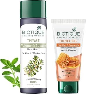 Biotique Bio Honey Gel Refreshing Foaming Face Wash, 150ml & Bio Thyme Volume Conditioner, 200ml