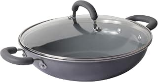 Meyer Anzen, Coated Aluminum Kadai with Glass Lid | Ceramic Kadai for Cooking | Kadhai Induction Base | Ceramic Coated Non Stick cookware | Deep Fry kadai, 30cm, Grey