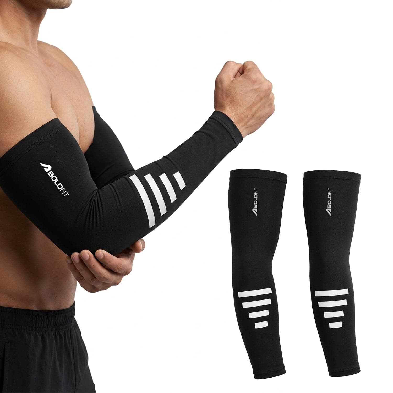 Boldfit Arm Sleeves for Men & Women, UV Protection Hand Sleeve, Breathable MoistureWicking Fabric, Compression Support for Sports, Gym, Cycling & Running, Anti-Slip Comfortable Fit, Durable Arm Covers