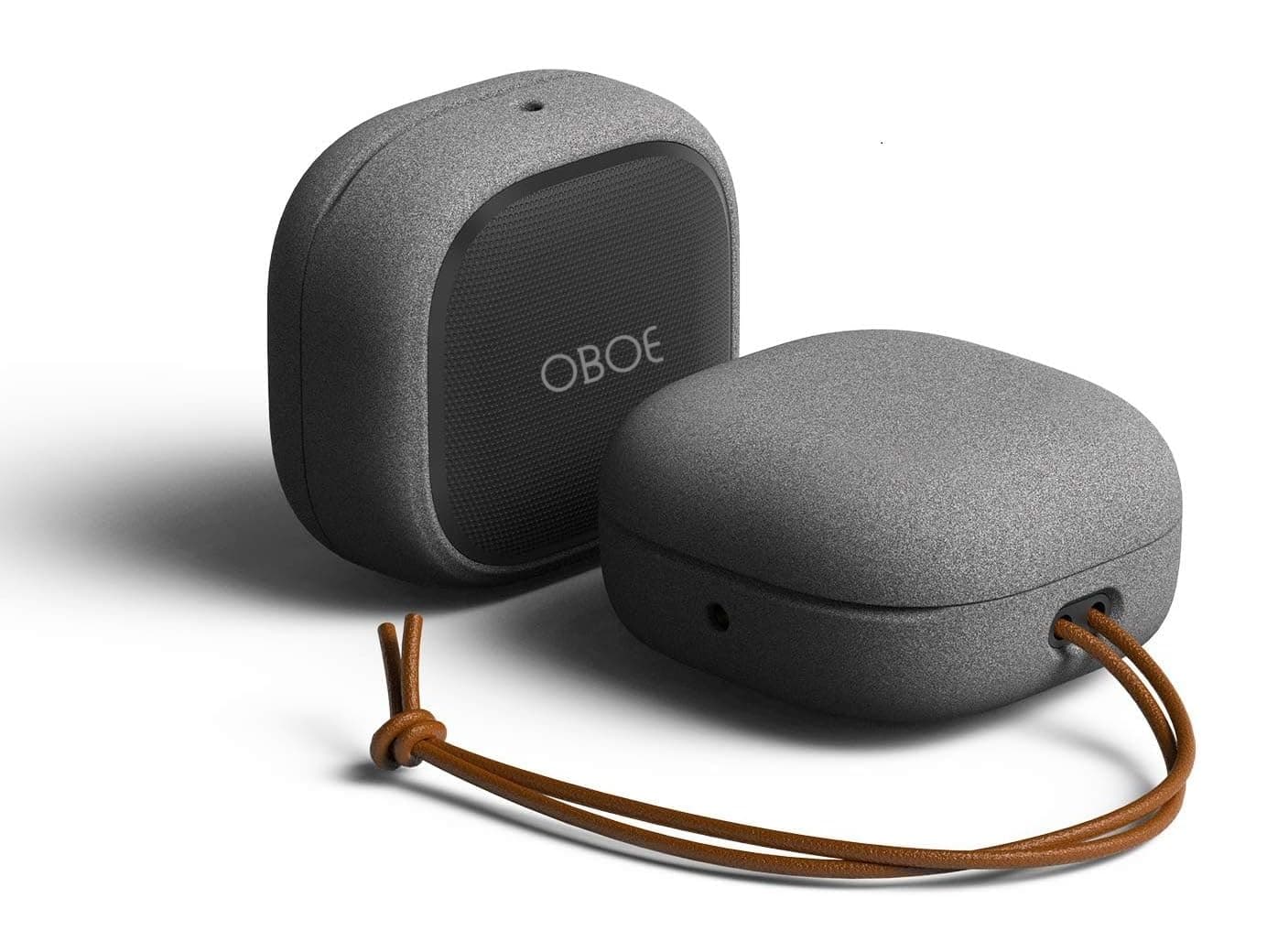 OBOE PC Case Compatible With Samsung Galaxy Buds FE (2023), 2 Pro (2022), 2 (2021), Pro (2021), Live With Lanyard (Sand Stone) [Buds & Charging Case Not Included], Grey
