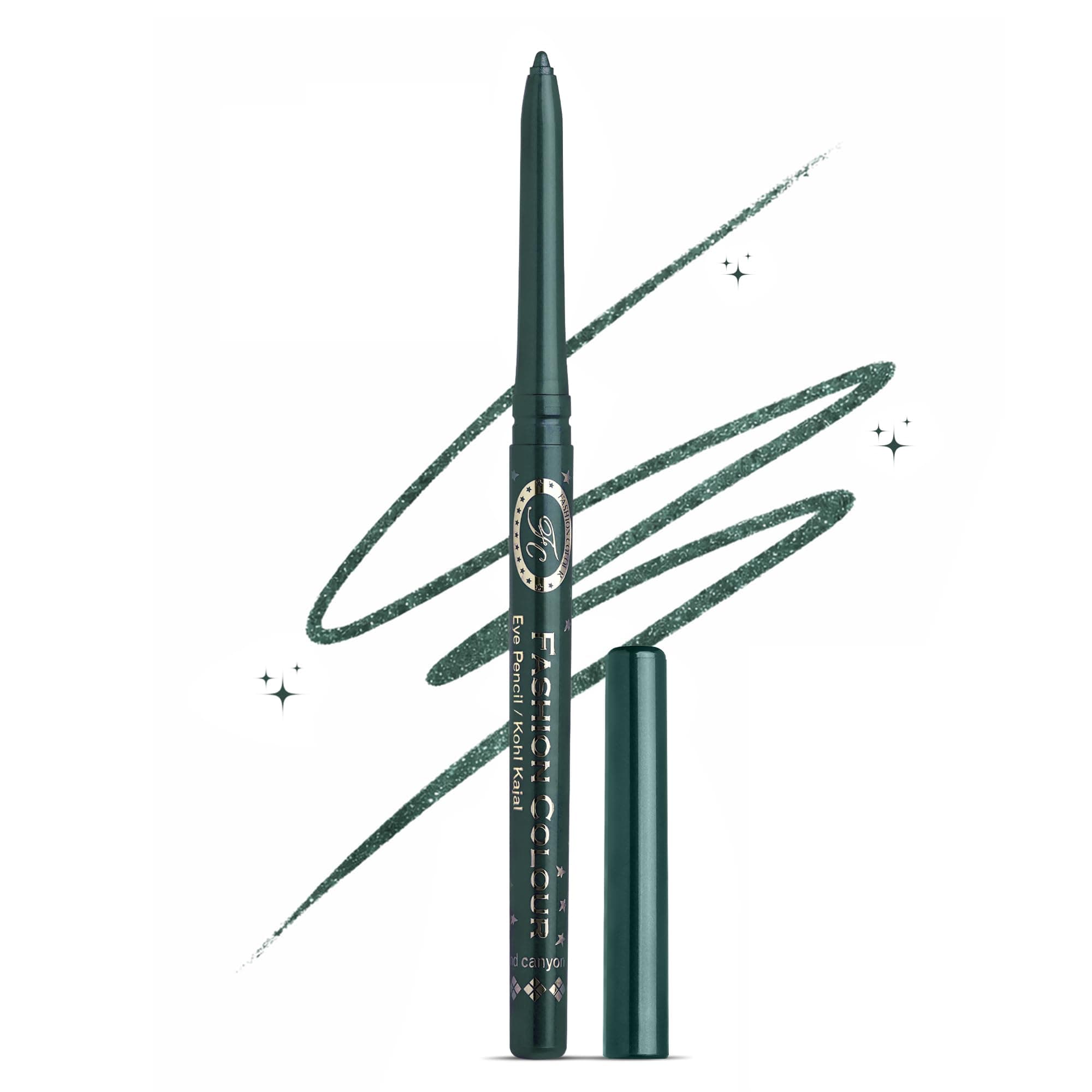FASHION COLOUR Intense Revolving Kajal | High Impact Intense Color In 1 Stroke | 12HR Long Stay | Matte & Mettalic Finish | Soft Texture | Waterproof & Smudgeproof | (Green)