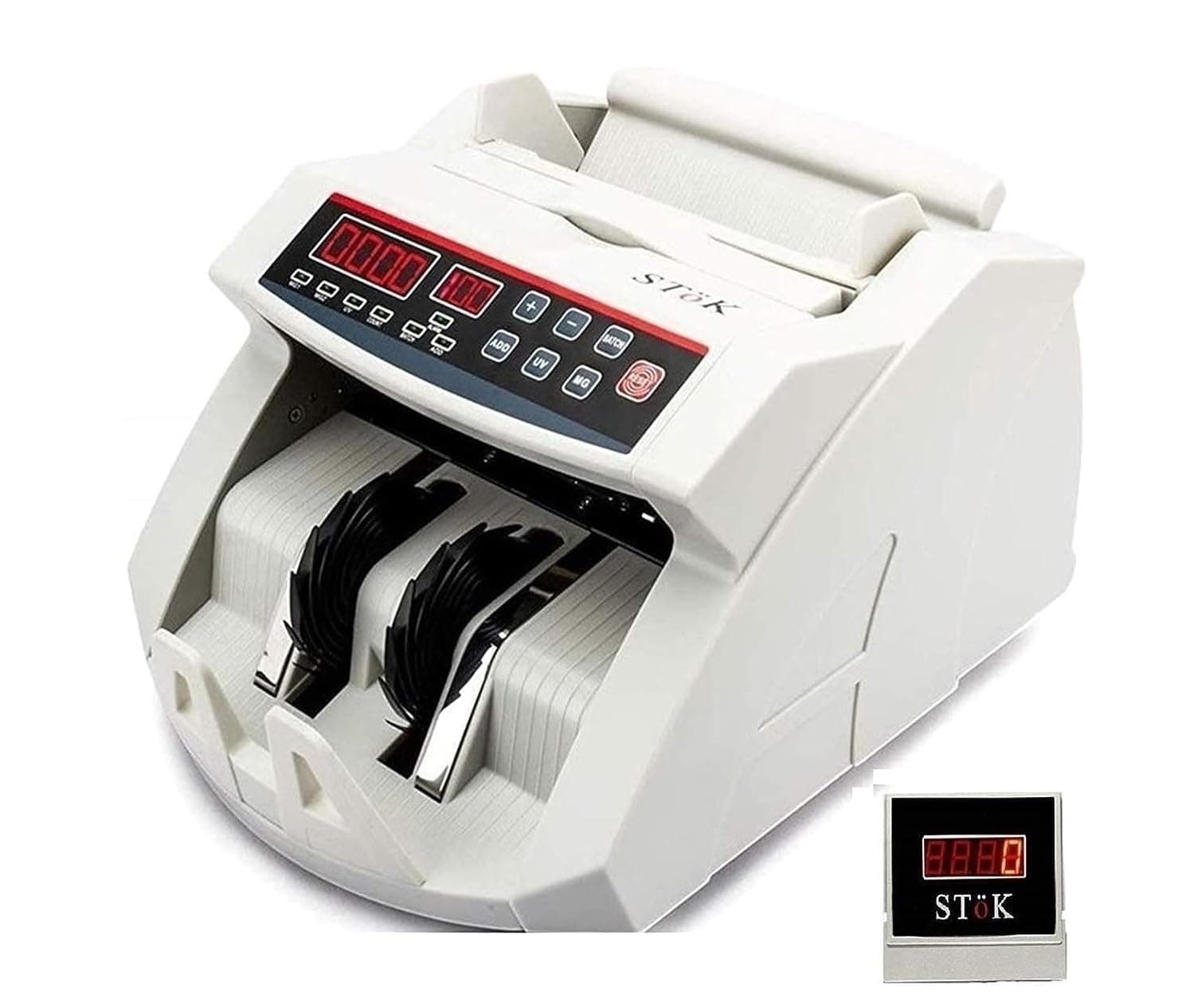 STöK (ST-MC01) Currency Counting Machine, Count INR, EUR, Pound, USD,UV/MG Counterfeit Notes Detection for INR with External Display (1 Year Warranty)