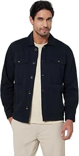 Amazon Brand - Symbol Men's 100% Cotton Twill Casual Shacket/Jacket | Non Quilted | Non Lined | Mid-weight | Available in Plus Sizes