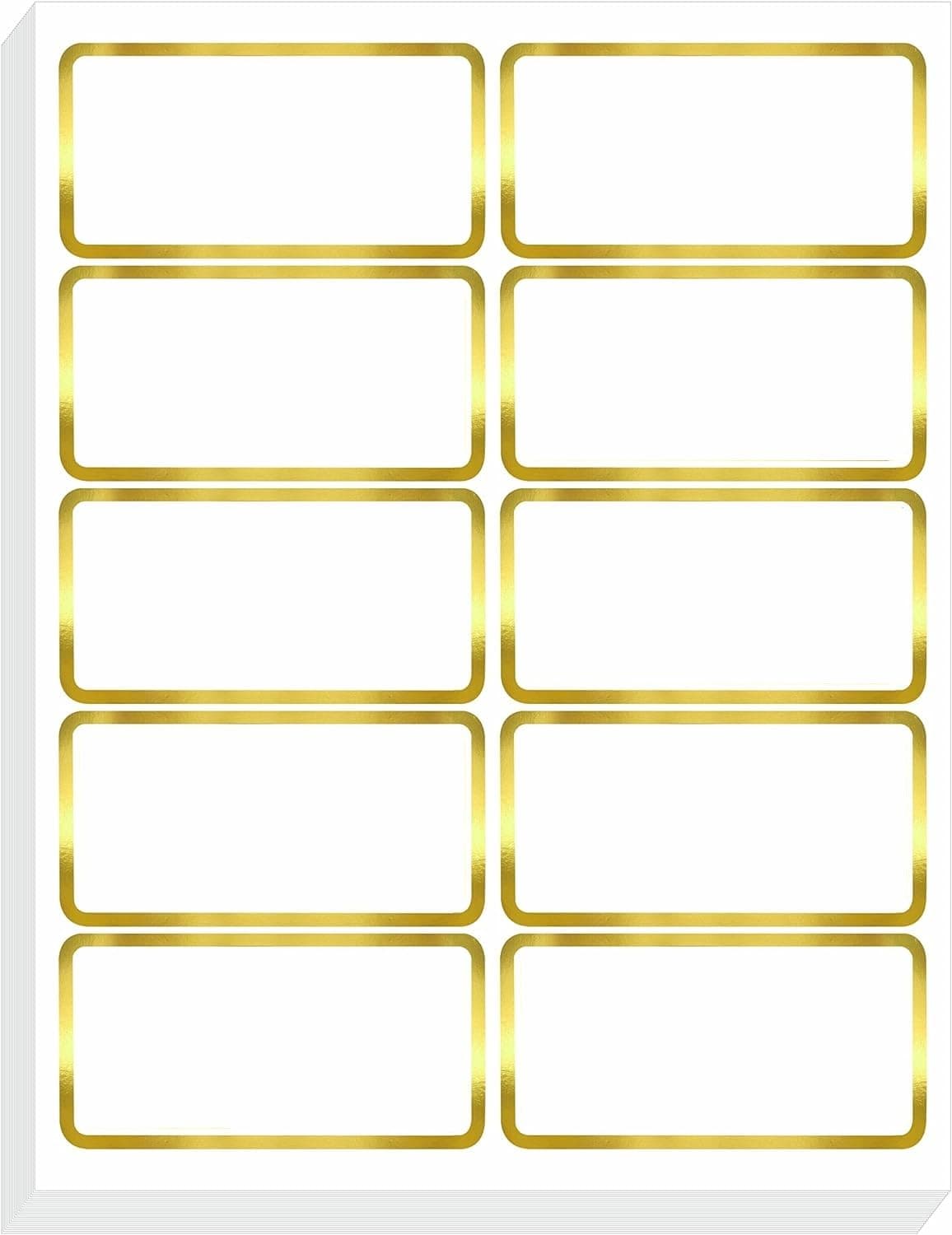 True-Ally 140 PCS Golden Metallic Name Labels, Blank Name Tag Stickers with Permanent Adhesive Writable Stickers with Metallic Gold Border for School Office Home (140)