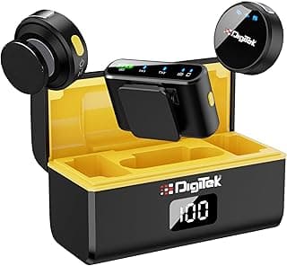 Digitek DWM-116 Mic Wireless with Type-C & Lightning, Wireless Mic for YouTube Recording, 2.4GHz Wireless Microphone with Noise Cancellation, 40m Range, 6H Battery, Magnetic Clip