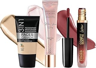 FACESCANADA Celeb Glow Combo | Strobe Cream - Rose Gold, 18ml + Hydra Matte Foundation - Absolute Ivory, 18ml + Comfy Matte Wow - Choco Couture, 3.8ml | Highlighter | Highly Pigmented | Pack of 3