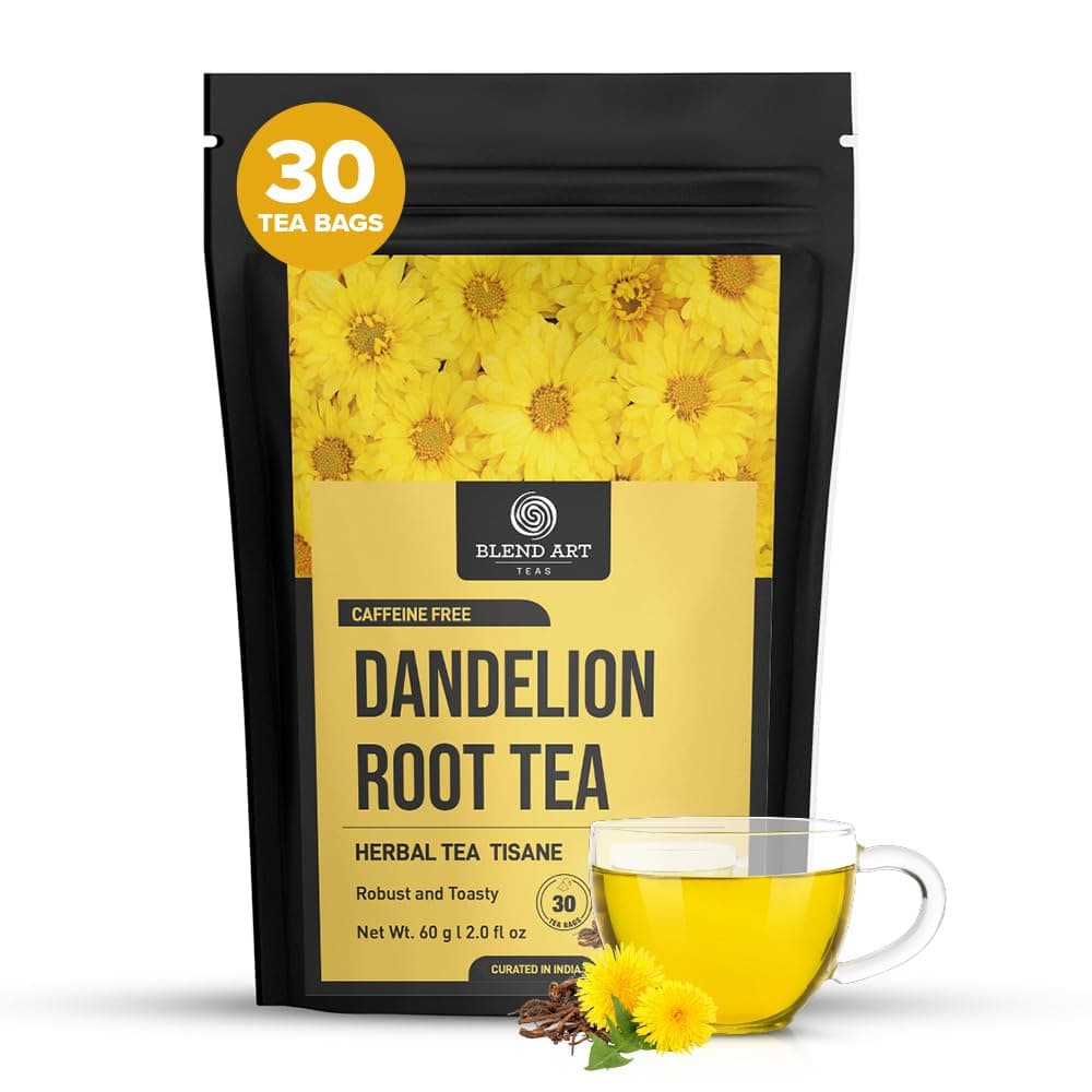 Blendart Dandelion Leaf & Root Tea bags, 30 Teabags - Natural Dandelion Herbal Tea for Liver & Kidney Detox Health - Caffeine-free Support IMPROVES DIGESTION & Boost Immune System Detox Herbal Tea