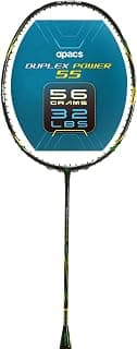 Apacs Duplex Power 55 (56G | World’s Lightest | 32LBS | Copper Fuse Tech for Reduced Vibration) 50T Carbon Fibre Badminton Racket with Full Cover (Gold)