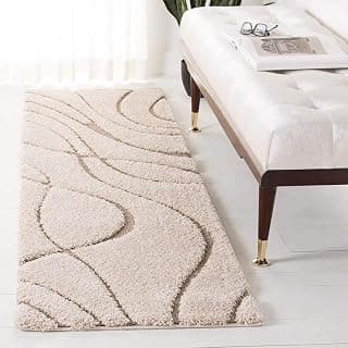 Modern Fluffy Silky Micro Fiber Polyester Carpet for Bedroom, Study Room, Kids Room, Guest Room ETC… [2x5 Feet Ivory & Beige]